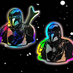 Mando (The Mandalorian) Stickers: Star Wars Holographic Vinyl Decals | 2 VERSIONS
