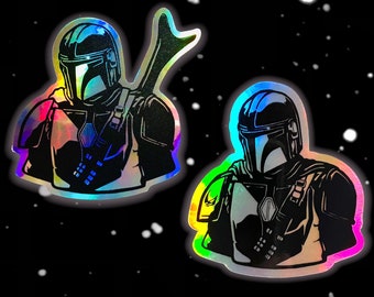 Mando (The Mandalorian) Stickers: Star Wars Holographic Vinyl Decals | 2 VERSIONS