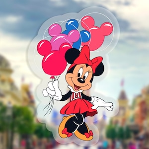 Minnie Mouse Balloons Sticker: “Main Street USA” Disney Clear Vinyl Decals | 2.06&quot; x 3&quot;
