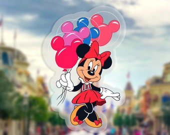 Minnie Mouse Balloons Sticker: “Main Street USA” Disney Clear Vinyl Decals | 2.06" x 3"