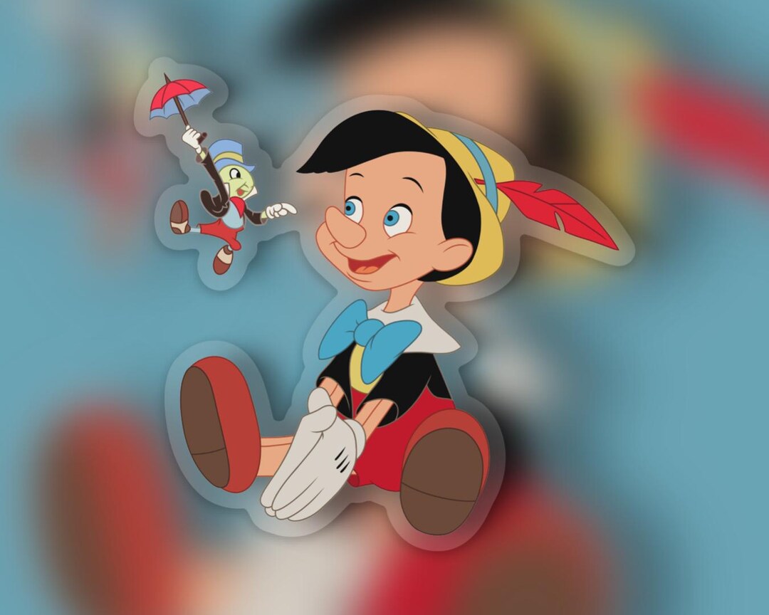 Pinnichio Jr. Sticker Pinocchio Sticker: “jiminy Cricket” Classic Disney Clear Vinyl Decals ...