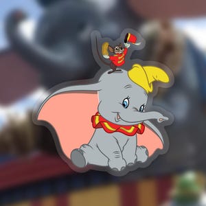 Dumbo the Elephant Clear Sticker | Timothy Q. Mouse Disney Waterproof Vinyl Decals for Car, Laptop, Water Bottle, Planner, Yeti | 2.89" x 3"