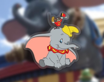 Dumbo the Elephant Sticker: Classic Disney Clear Vinyl Decals | 2.89" x 3"
