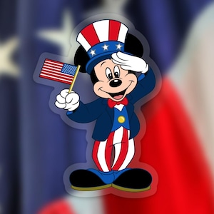 USA Mickey Mouse Sticker: Disney Clear Vinyl Decal | 2.09&quot; x 3&quot;