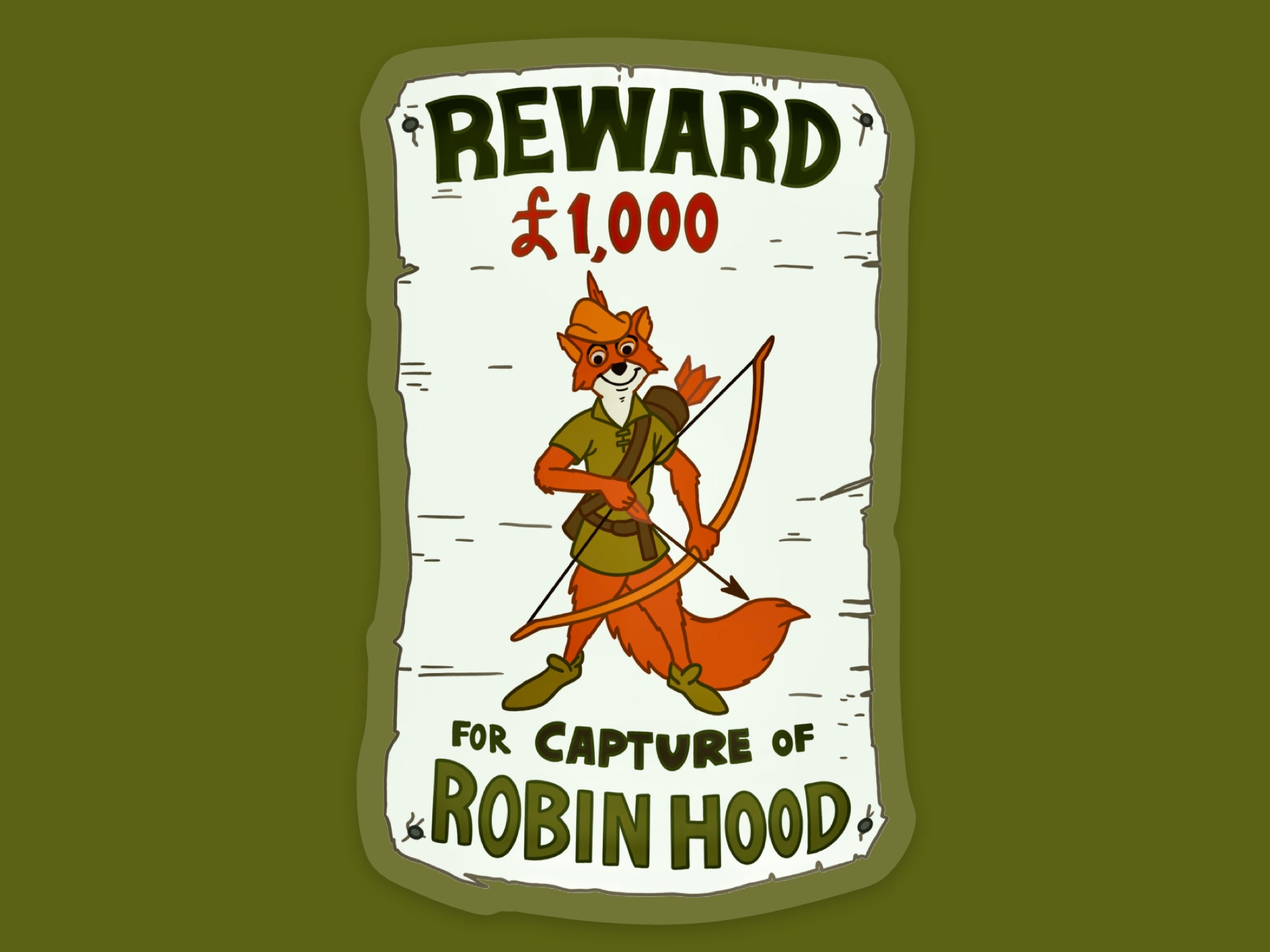 Robin Hood Disney Sticker | Wanted Poster Vinyl Decal for Car, Laptop, Water Bottle, Journal, Planner, Yeti, Tumbler, Notebook | 1.89" x 3"