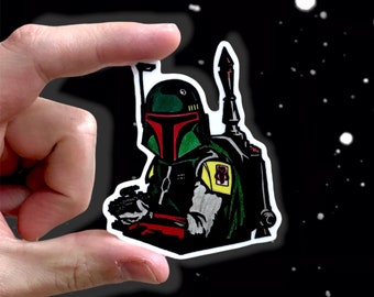 Boba Fett Sticker: Mandalorian Bounty Hunter Star Wars Vinyl Decals | 3" x 2.5"