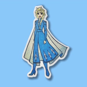Elsa Frozen Sticker | "Frozen 2" Disney Princess Waterproof Vinyl Decal for Car, Laptop, Water Bottle, Yeti, Hydroflask, Journal | 1.5" x 3"