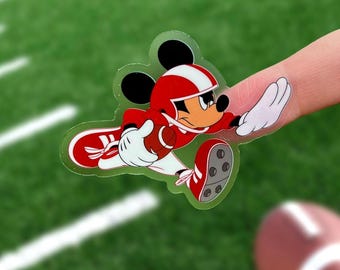 Mickey Mouse Football Sticker: “All Star Mickey” Disney Clear Vinyl Decals | 3" x 2.36"