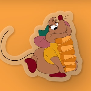 Gus Gus Sticker: Cinderella Disney Clear Vinyl Decals | 3&quot; x 2.45&quot;