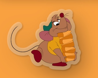 Gus Gus Clear Sticker | Classic Disney Cinderella Waterproof Vinyl Decal for Car, Laptop, Water Bottle, Journal, Planner, Yeti | 3&quot; x 2.45&quot;