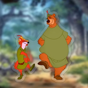 Robin Hood and Little John Sticker: Classic Disney Clear Vinyl Decals | 2.55" x 3"