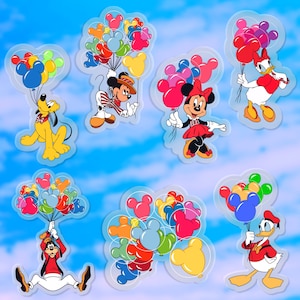 Mickey + Friends “Main Street USA” Sticker Collection | Disney Waterproof Clear Vinyl Decals for Car, Laptop, Water Bottle, Journal, Planner