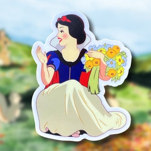 Snow White Disney Princess Sticker | "A Smile & A Song" Waterproof Vinyl Decal for Car, Laptop, Water Bottle, Hydroflask, Journal, Notebook