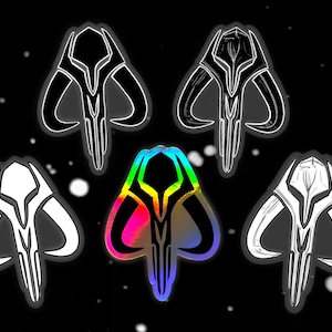 Mythosaur Skull Stickers | Star Wars Mandalorian Vinyl Decals for Car, Yeti, Laptop, Water Bottle | 5 Versions are Available | 2.25&quot; x 3&quot;
