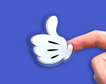 Mickey Mouse Sticker: “Thumbs Up!” Emoji Disney Clear Vinyl Decals | 2.57" x 3"
