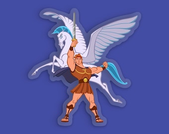Hercules and Pegasus Sticker: Disney Clear Vinyl Decals | 3" x 2.75"