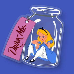 Alice In Wonderland Sticker: “Drink Me” Disney Clear Vinyl Decals | 3" x 3"