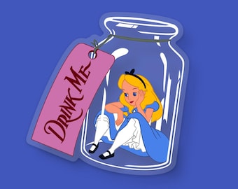Alice In Wonderland Sticker: “Drink Me” Disney Clear Vinyl Decals | 3" x 3"