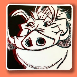 Pumbaa The Lion King Sticker | &quot;When I Was A Young Warthog&quot; Disney Waterproof Vinyl Decal for Car, Laptop, Water Bottle, Journal | 3&quot; x 3&quot;
