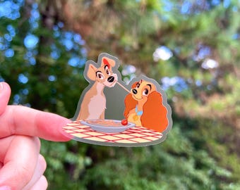 Lady and the Tramp Sticker: Disney Clear Vinyl Decals | 3" x 2.57"