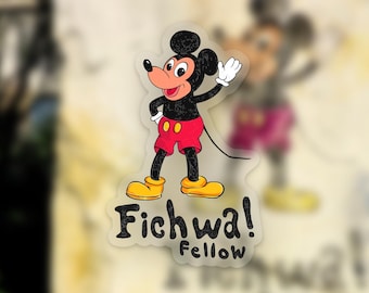 Mickey Mouse Sticker: “Fichwa! Fellow” Disney World Animal Kingdom Vinyl Decals | 1.9" x 3"
