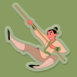 Mulan/Ping Disney Princess Sticker | &quot;Let’s Get Down to Business&quot; Waterproof Vinyl Decal for Car, Laptop, Water Bottle, Planner | 2.84&quot; x 3&quot;