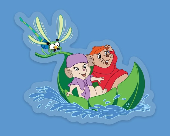The Rescuers Disney Sticker: Bernard, Miss Bianca + Evinrude Clear Vinyl Decals | 3" x 2.44"