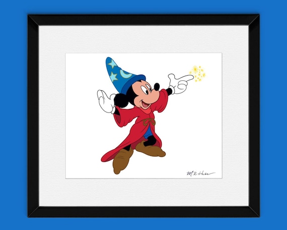 Sorcerer Mickey Mouse Art Print: Disney Fantasia Hand-drawn Wall