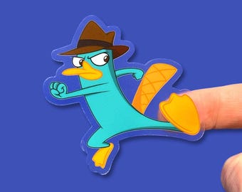 Perry the Platypus Sticker: “Agent P” Phineas and Ferb Disney Clear Vinyl Decals | 3" x 2.4"