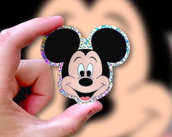 Mickey Mouse Glitter Sticker: Disney Vinyl Decals | 3" x 2.77"