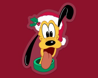 Pluto Christmas Sticker: "A Christmas Carol" Disney Clear Vinyl Decals | 2.25" x 3"