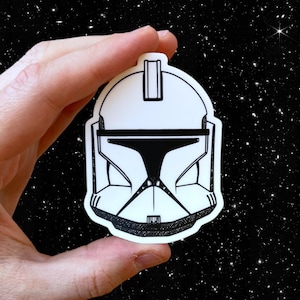 Clone Trooper Sticker | Phase One Clone Trooper Helmet (Clone Wars) Star Wars Vinyl Decal for Car, Laptop, Water Bottle, Yeti | 2.24&quot; x 3&quot;