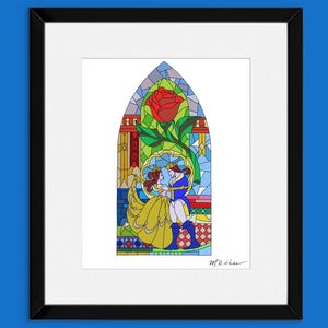 Beauty and the Beast Art Print: “Tale As Old As Time” Hand-Drawn Disney Wall Decor | UNFRAMED 8x10 or 11x14