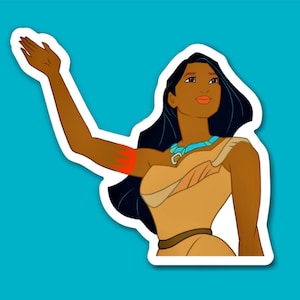 Pocahontas Disney Princess Sticker | &quot;The Colors of the Wind&quot; Waterproof Vinyl Decal for Car, Laptop, Water Bottle, Journal | 3&quot; x 2.7&quot;