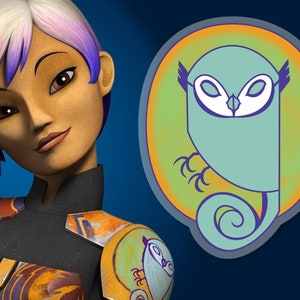 Sabine Wren Sticker: Star Wars Rebels "Convor" Owl Clear Vinyl Decals | 2.41" x 3"