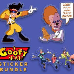 A Goofy Movie Sticker Bundle | Set of 3 | Goofy, Max Goof, Powerline Disney Clear Waterproof Vinyl Decals for Car, Laptop, Water Bottle