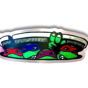 Teenage Mutant Ninja Turtle (TMNT) Sticker | &quot;Turtle Power!&quot; Clear Vinyl Decal for Car, Laptop, Water Bottle, Journal, Notebook | 3&quot; x 1.09&quot;