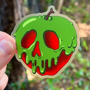 Poison Apple Disney Clear Sticker | Snow White Evil Queen Waterproof Vinyl Decal for Car, Laptop, Yeti, Water Bottle, Planner | 2.82" x 3"