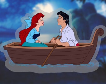 Little Mermaid Sticker: "Kiss the Girl" Ariel & Eric Disney Clear Vinyl Decals | 3" x 1.78"