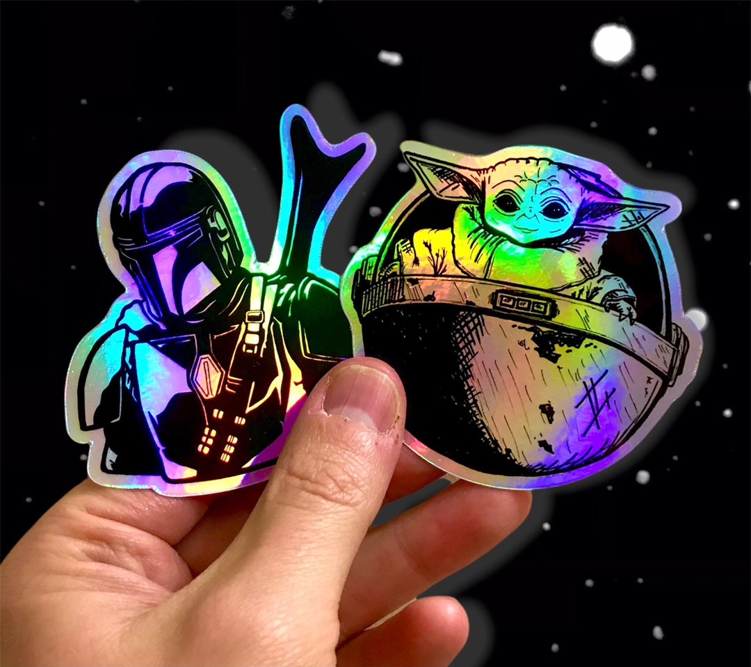 Mandalorian Baby Yoda/grogu Holographic Stickers clan of Two Star Wars  Waterproof Vinyl Decals for Car, Laptop, Water Bottle, Journal 