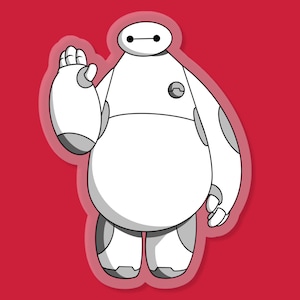 Baymax Big Hero 6 Sticker | “Hello, I’m Baymax!” Disney Waterproof Clear Vinyl Decals for Car, Laptop, Water Bottle, Planner | 2.29&quot; x 3&quot;