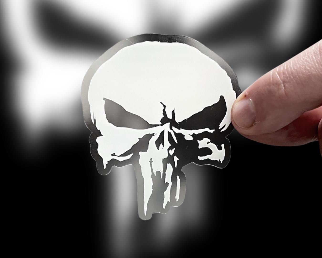 Punisher Chrome 2-Pack 3D Metal Punisher Skull Emblem Sticker For  Motorcycle - Bronze Finish, Zinc Alloy, 2\, image size:1350x1080