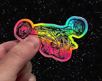 Mandalorian Razor Crest Sticker: “The Mandalorian and Grogu” Star Wars Holographic Vinyl Decals | 3" x 2.39"