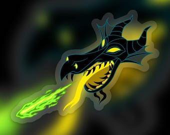 Maleficent Sticker: “Dragon” Sleeping Beauty Disney Villain Clear Vinyl Decals | 3" x 2.3"