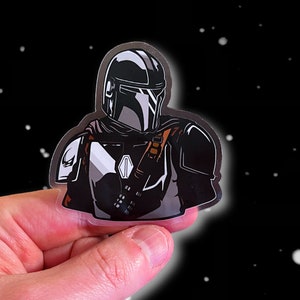 The Mandalorian (Din Djarin/Mando) Clear Sticker | &quot;This Is The Way&quot; Star Wars Vinyl Decal for Car, Laptop, Water Bottle, Yeti | 2.77&quot; x 3&quot;