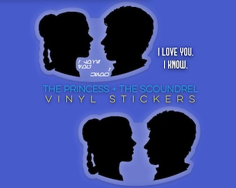 Princess Leia + Han Solo Sticker: “I Love You. I Know.” Star Wars Vinyl Decals | 2 Options | 3" x 1.94"