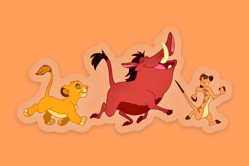 Lion King Sticker: Simba, Timon, & Pumbaa Disney Clear Vinyl Decal | 3 ...
