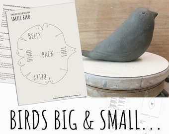 Birds, big and small - chicken, robin, blackbird - pottery template pattern for slab building PDF, SVG, DXF