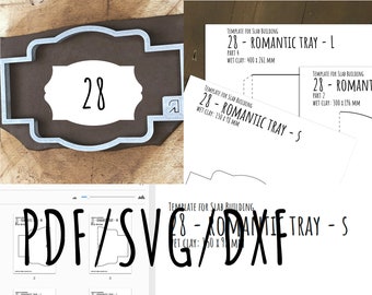 print template 28 for slab building romantic plates / soap holder / spoon rest SVG pdf DXF