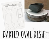 Butter dish pottery template pattern for slab building a simple darted oval dish SVG pdf DXF sizes S, M, L and XL